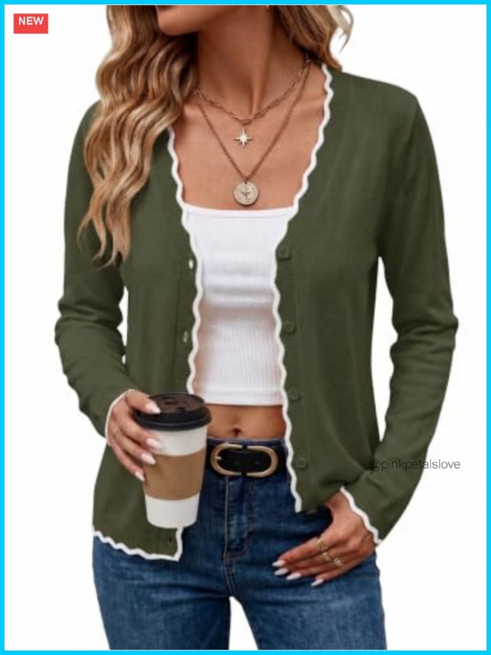 Women's Lightweight Button Down V Neck Knit Cardigan Loose Fit